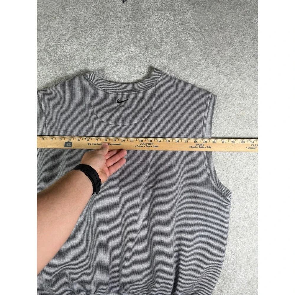 Nike Golf Men's Gray Grandpacore Preppy Retro V-Neck Ribbed Sweater Vest-XL Boxy